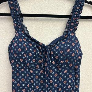 AUW Floral Print Navy Midi Dress (Medium)